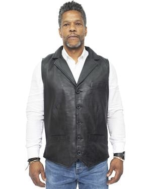 Infinity Leather Smart Classic Waistcoat-Bristol - Black