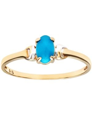 DIAMANT L'ÉTERNEL 9ct Geel- En Witgouden Ring Met Turquoise Geboortesteen - Blauw