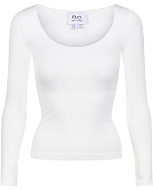 Ruey Ladies Essentials Long Sleeve Top Sculpting Recycled Stretch Everyday Fit - White