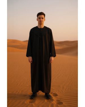Thobez Eid Moroccan Jubba Robe Djellaba Ramadan Eid Thobe Lfs-Hm11 - Black