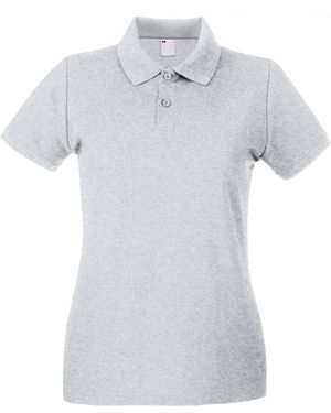 Fruit Of The Loom Ladies Lady Fit Short-Sleeved Polo Shirt Marl) Cotton - White