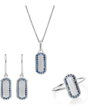 Orphelia 'malaga' Dames 925 Sterling Zilveren Set: Ketting + Oorbellen + Ring - Blauw