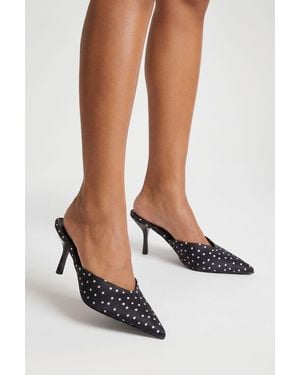 Boohoo Polka Dot Court Heeled Mules - Black