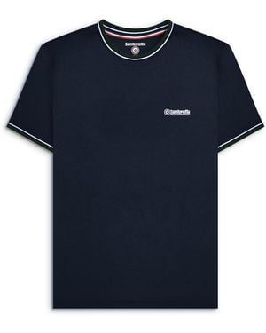 Lambretta T-Shirt Pique Tipping Tee Crew Neck Textile - Blue