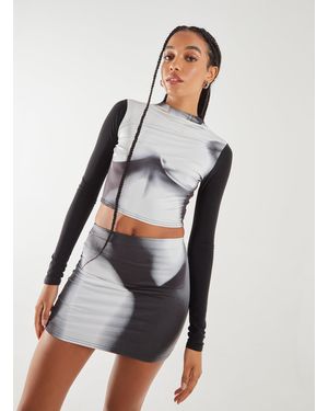 Pink Vanilla Graphic Silhouette Long Sleeve Top - White
