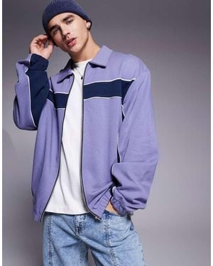 ASOS Oversized Harrington Track Jacket With Panels - Purple