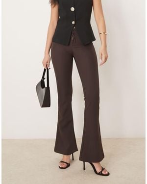 Gina Tricot Low Rise Flare Leg Stretch Trousers - Brown