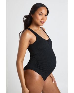 Boohoo Maternity V Detail Swimsuit - Black