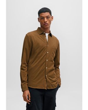 BOSS Men's Garment-dyed Slim-fit Shirt In Green - Bruin