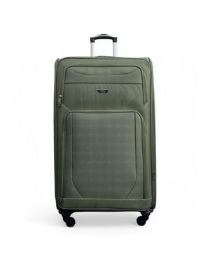 Infinity Leather Soft Shell Lightweight Nylon Extra Large 4 Wheels Travel Suitcase - Green
