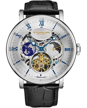 Stuhrling Automatic Skeleton Dual Time Watch - Grey