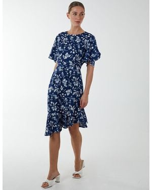 Blue Vanilla Angel Sleeve Asymmetric Tier Midi Dress - Blue