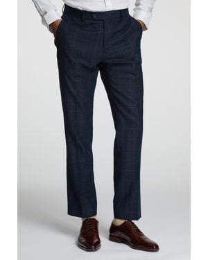 Alexandre Silver Label Of England Tailored Fit Overcheck Trousers - Blue