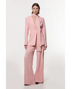 Karen Millen Compact Stretch Viscose Wide Leg Tailored Trouser - Pink