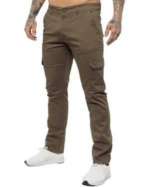 Enzo Cargo Combat Chinos - Brown