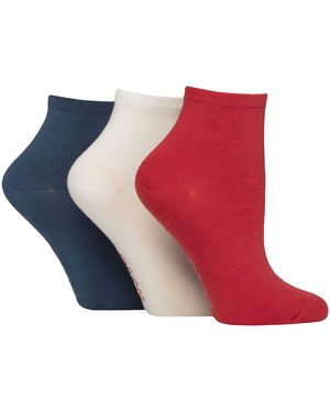 Sock Shop 3 Pack Ladies Plain Bamboo Anklet Socks - Blue