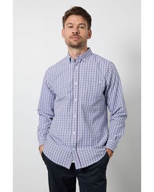 MAINE Check Long Sleeve Shirt Cotton - Purple