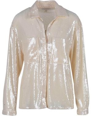 Patrizia Pepe Sequin Shirt Relaxed Fit - Natural