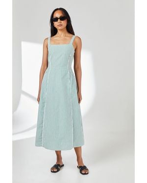 PRINCIPLES Stripe Square Neck Cami Midaxi Dress Cotton - Blue
