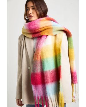 Boohoo Contrast Checked Knitted Chunky Tassel Scarf - Pink