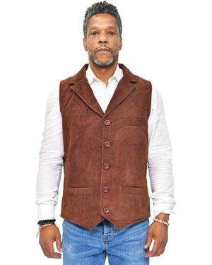 Infinity Leather Classic Smooth Goat Suede Waistcoat-Exeter - Red