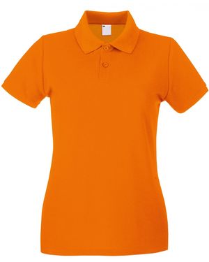 Fruit Of The Loom Ladies Lady Fit Short-Sleeved Polo Shirt (Bright) Cotton - Orange