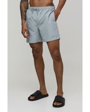 BoohooMAN Mid Length Bm Autograph Swim Short - Blue