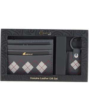 Gabicci '304' Real Leather Card Holder & Key Ring Gift Set - Black