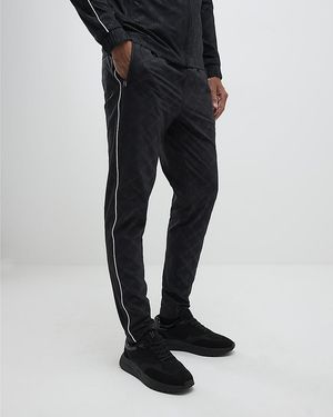 River Island Joggers Monogram Piped Nylon - Black
