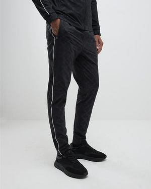 River Island Joggers Monogram Piped Nylon - Black