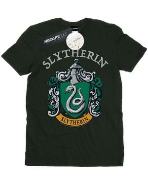 Harry Potter Ladies Slytherin Crest Cotton Boyfriend T-Shirt (Forest) - Black