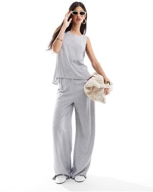 ASOS Linen Look Wide Leg Trouser Co-Ord - White