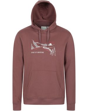 Mountain Warehouse 'Spirit Of Adventure' Graphic Hoodie Drawcord Warm Cosy Pullover Cotton - Red