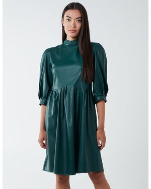 Blue Vanilla High Neck Pu Dress - Green