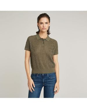 G-Star G-Star Raw Pointelle Lightweight Knitted Polo - Green