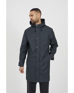 Brave Soul Rubberised Hooded Parka Style Jacket - Blue