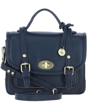 Ashwood Leather Stylish Real Small Satchel Bag - Blue