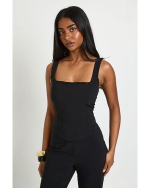 Boohoo Bengaline Corset Top - Black