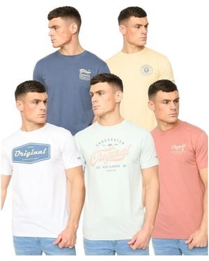 Crosshatch Tryplex Cotton T-Shirt (Pack Of 5) (Multicoloured) - Blue