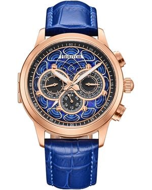 Heritor Apostle Vitreous Enamel Dial Watch - Blue