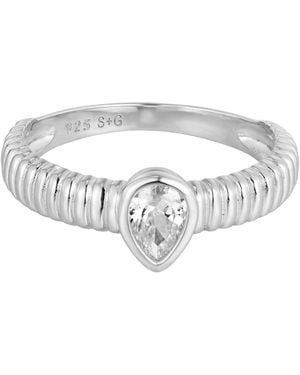 SEOL + GOLD Sterling Teardrop Cz Stacking Ring - Metallic
