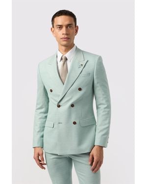Antique Rogue Double Breasted Six Button Slim Fit Suit Jacket - Green