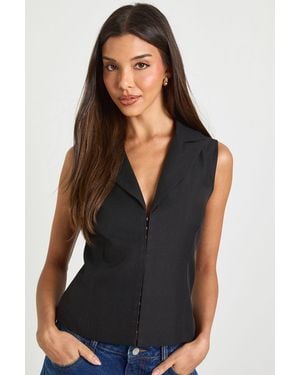 Boohoo Hook And Eye Tailored Waistcoat - Black