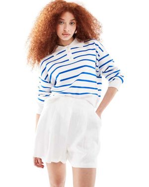 ASOS High Waist Seam Detail Shorts With Linen - Blue