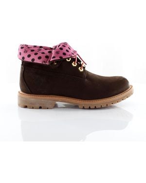 Timberland Authentics Roll Top Dark Leather Lace Up Boots 8136A Leather (Archived) - Red