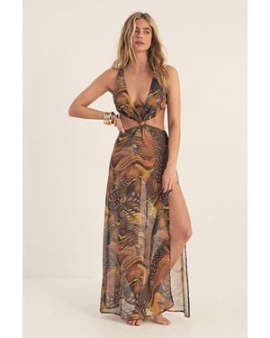 Nasty Gal Mesh Cut Out Cow Print Maxi Dress | Lyst UK