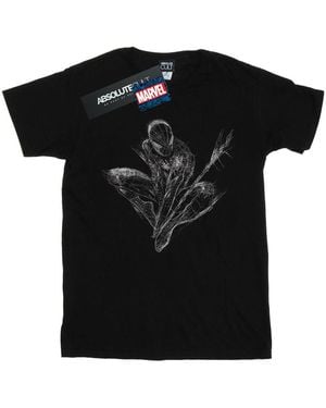 Marvel Spider- Web Crouch Katoenen Vriendje T-Shirt - Zwart