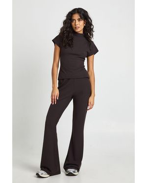 Boohoo Crinkle Textured High Neck Cap Sleeve Trouser Co Ord - Blue