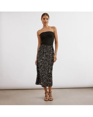 Albaray Velvet Sequin Midi Skirt - Black
