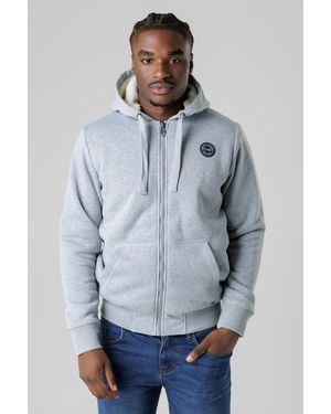 Tokyo Laundry Brushed Back Fleece Zip-Through Hoody With Borg Lining - Blue